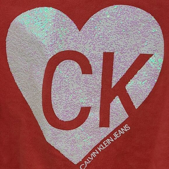 Calvin Klein Jeans 2pc Girls French Terry Sweatshirt & Jogger Pants Orange S 7/8 - Picture 3 of 15